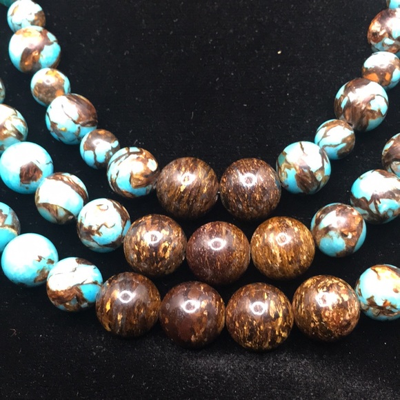 HANDMADE TURQUOISE BRONZITE NECKLACE - Picture 2 of 4